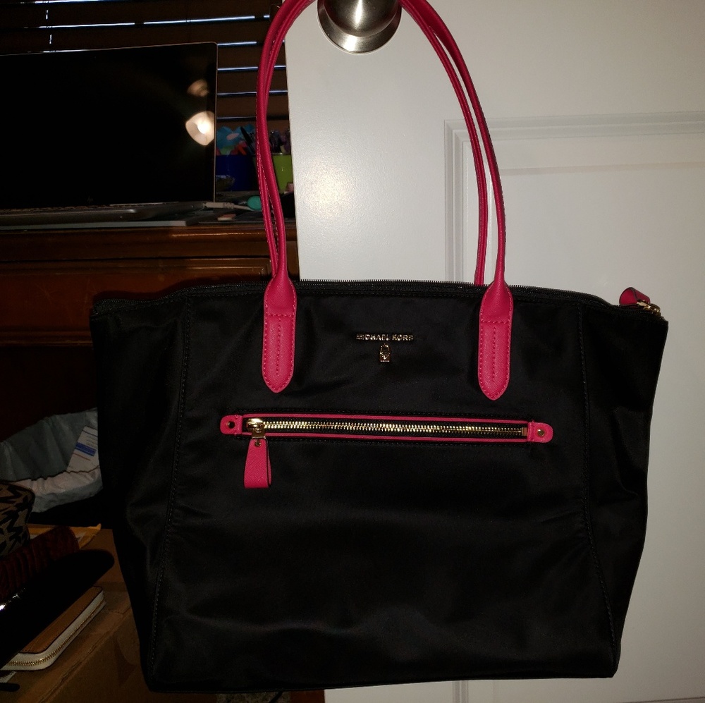 Micheal kors Black and Pink nylon handbag